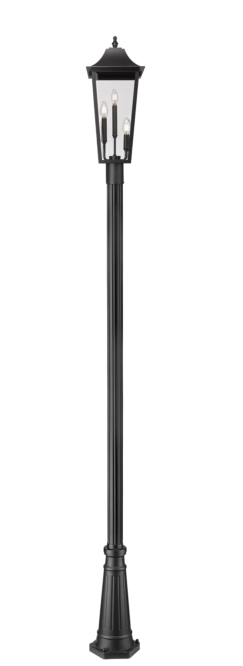 Gannon 3 Light 10" Outdoor Post Mount Fixture in Black