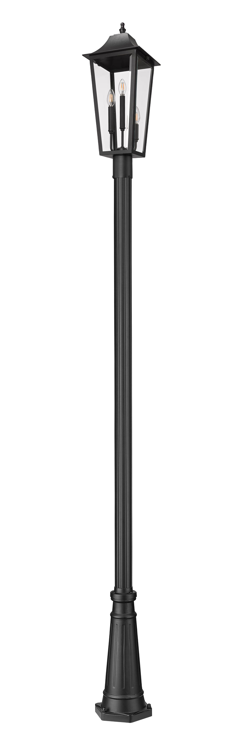 Gannon 3 Light 10" Outdoor Post Mount Fixture in Black