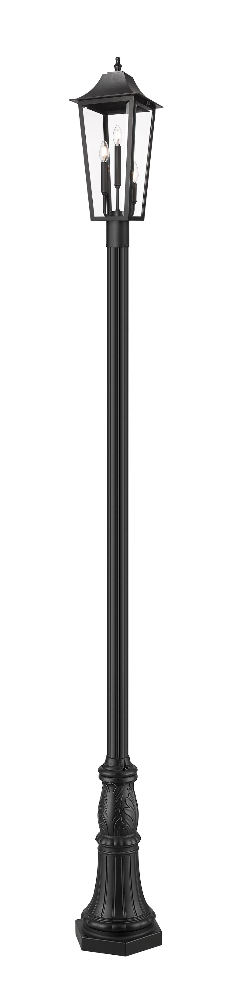 Gannon 3 Light 10" Outdoor Post Mount Fixture in Black