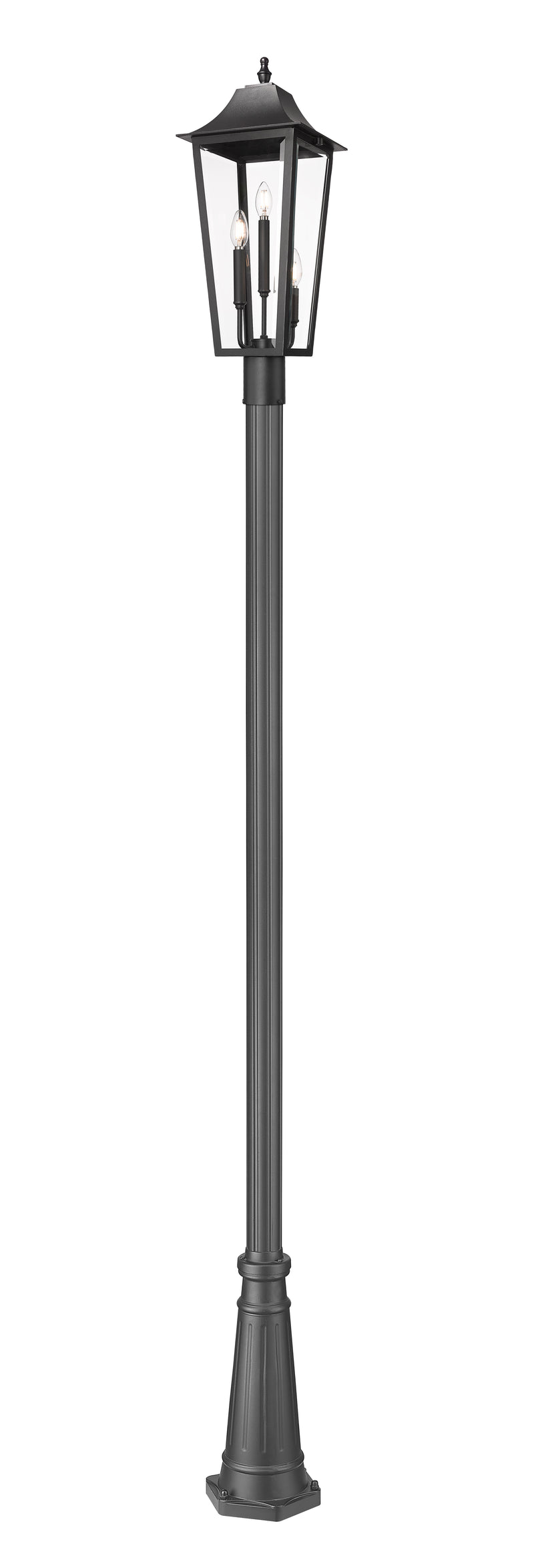 Gannon 3 Light 10" Outdoor Post Mount Fixture in Black