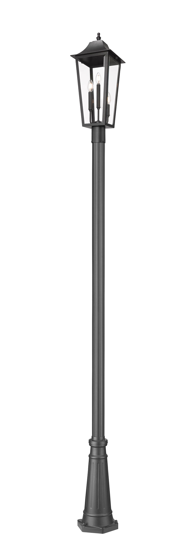 Gannon 3 Light 10" Outdoor Post Mount Fixture in Black