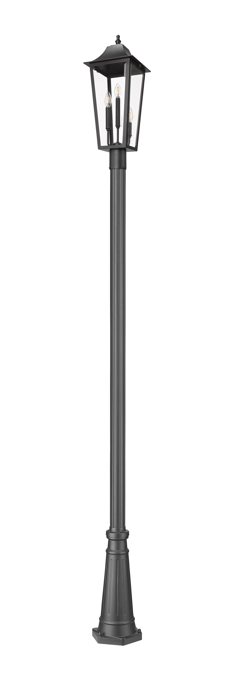 Gannon 3 Light 10" Outdoor Post Mount Fixture in Black