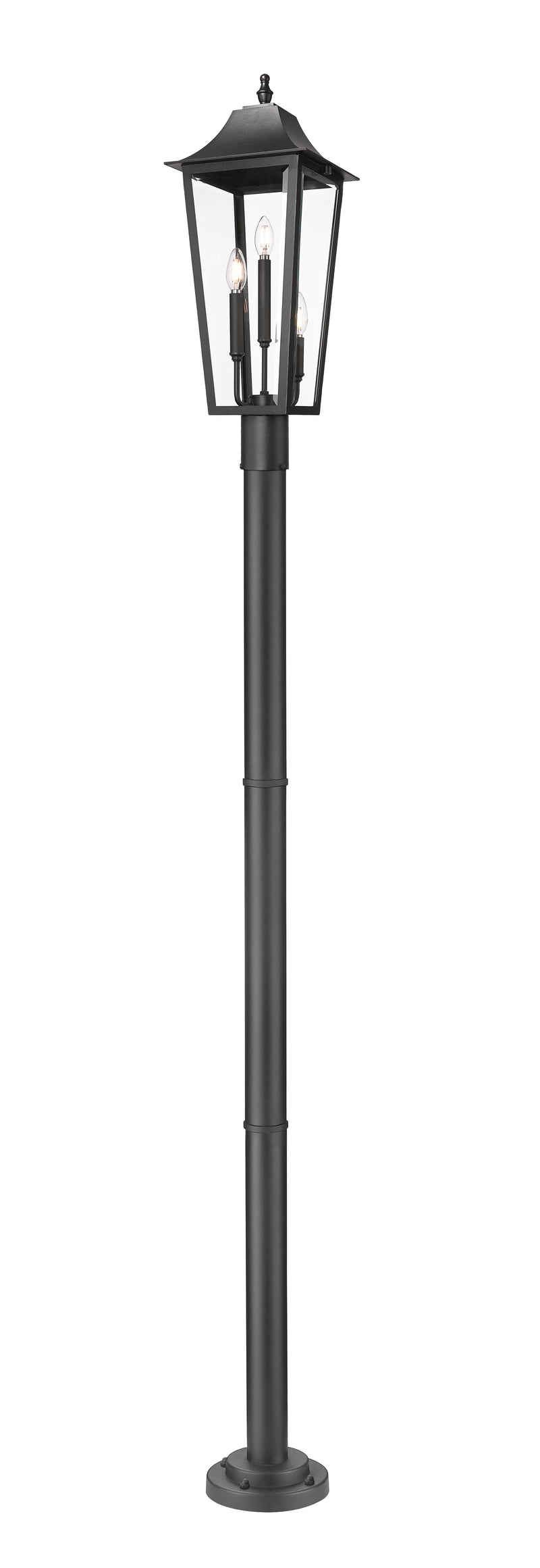Gannon 3 Light 10" Outdoor Post Mount Fixture in Black