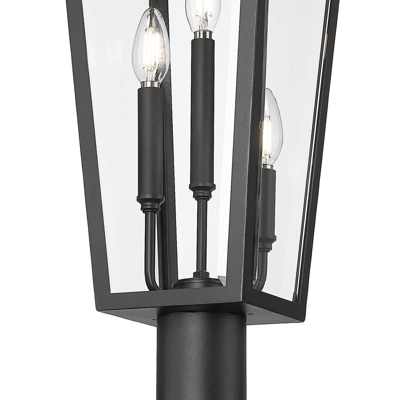 Gannon 3 Light 10" Outdoor Post Mount Fixture in Black