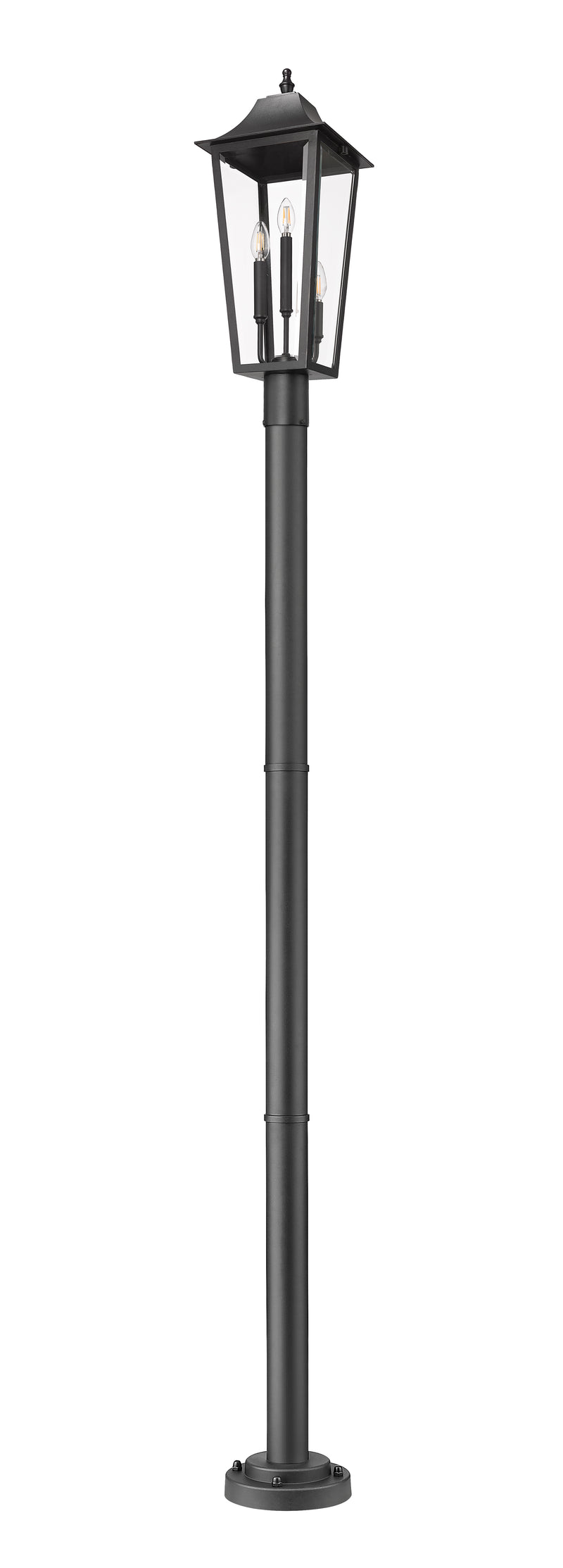 Gannon 3 Light 10" Outdoor Post Mount Fixture in Black