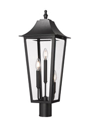 Gannon 3 Light 10" Outdoor Post Mount Fixture in Black