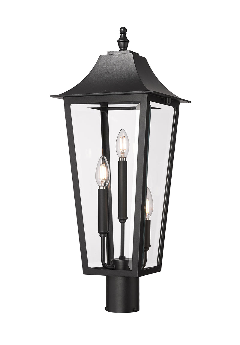 Gannon 3 Light 10" Outdoor Post Mount Fixture in Black