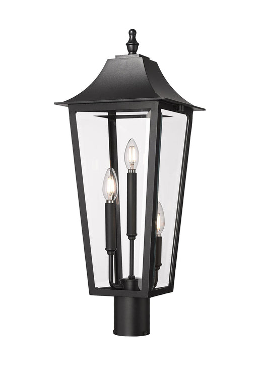 Gannon 3 Light 10" Outdoor Post Mount Fixture in Black