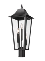 Gannon 3 Light 10" Outdoor Post Mount Fixture in Black