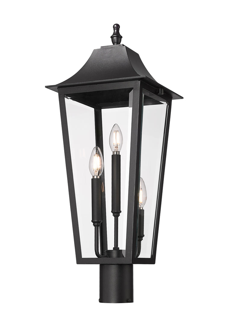 Gannon 3 Light 10" Outdoor Post Mount Fixture in Black