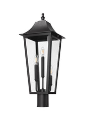 Gannon 3 Light 10" Outdoor Post Mount Fixture in Black