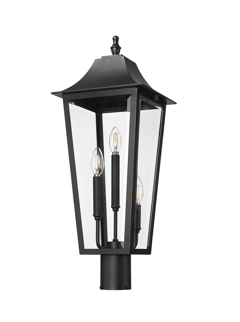 Gannon 3 Light 10" Outdoor Post Mount Fixture in Black