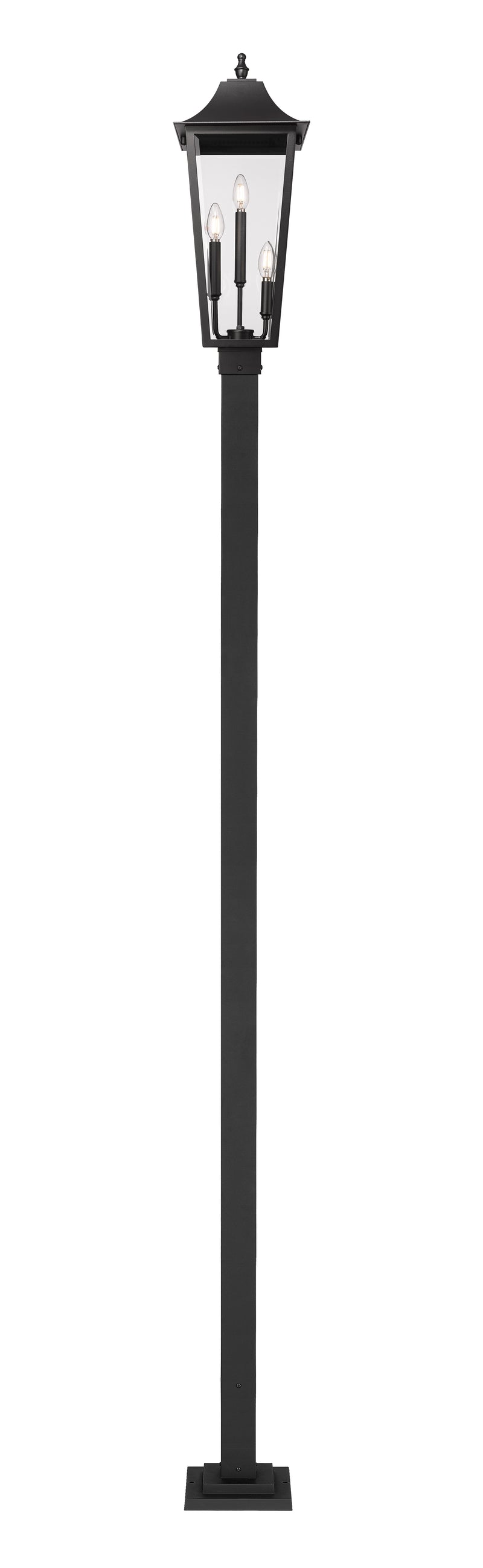 Gannon 3 Light 10" Outdoor Post Mount Fixture in Black