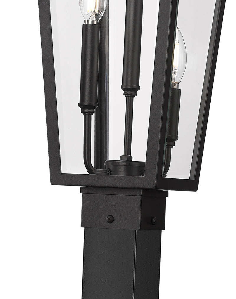Gannon 3 Light 10" Outdoor Post Mount Fixture in Black