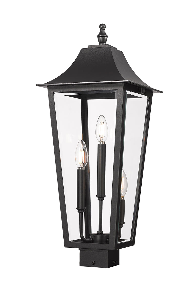 Gannon 3 Light 10" Outdoor Post Mount Fixture in Black