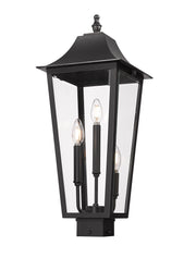 Gannon 3 Light 10" Outdoor Post Mount Fixture in Black