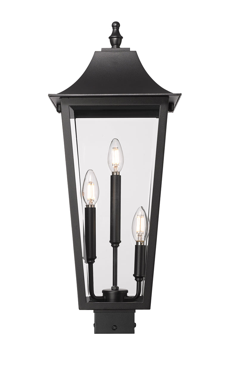 Gannon 3 Light 10" Outdoor Post Mount Fixture in Black
