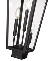 Gannon 3 Light 10" Outdoor Post Mount Fixture in Black