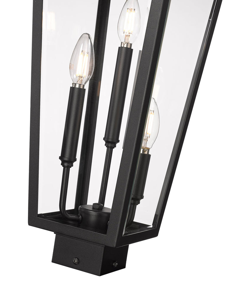 Gannon 3 Light 10" Outdoor Post Mount Fixture in Black