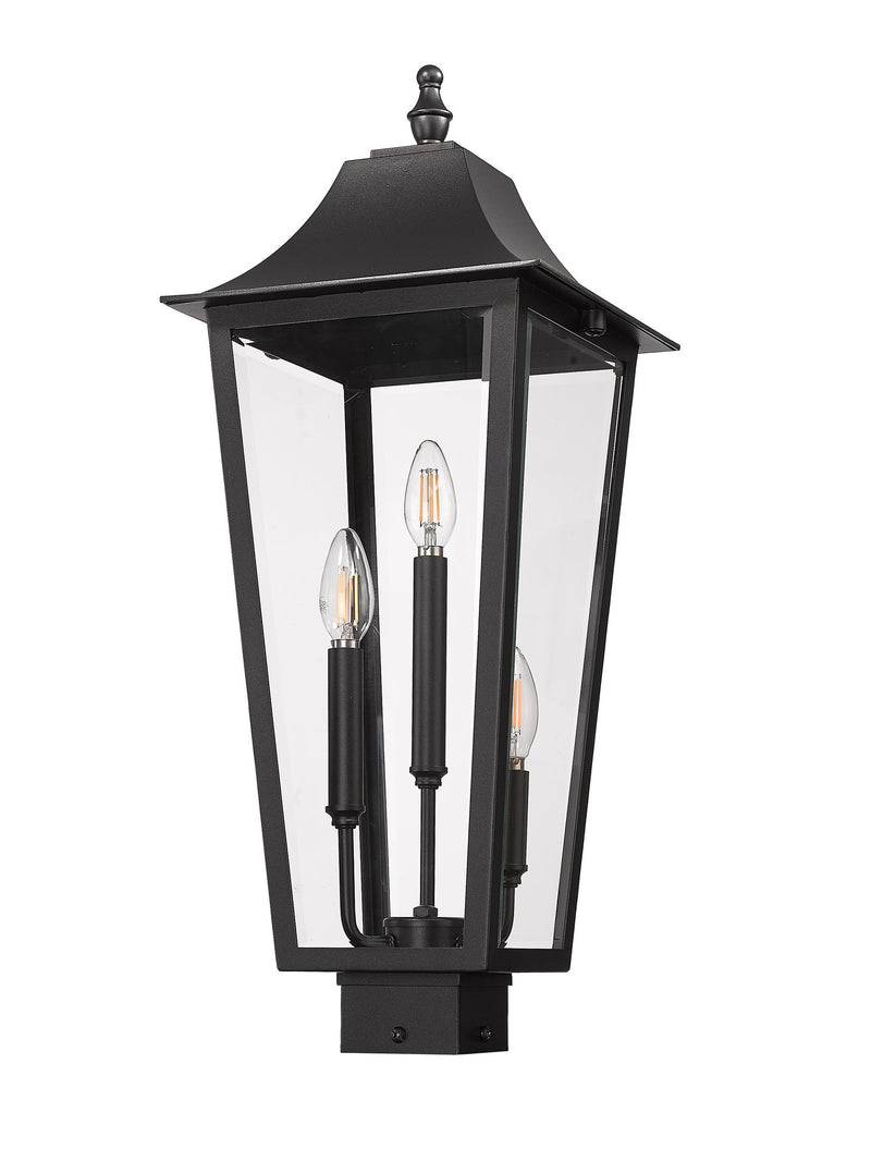 Gannon 3 Light 10" Outdoor Post Mount Fixture in Black