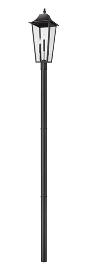 Gannon 3 Light 12" Outdoor Post Mount Fixture in Black, 97" Straight Post