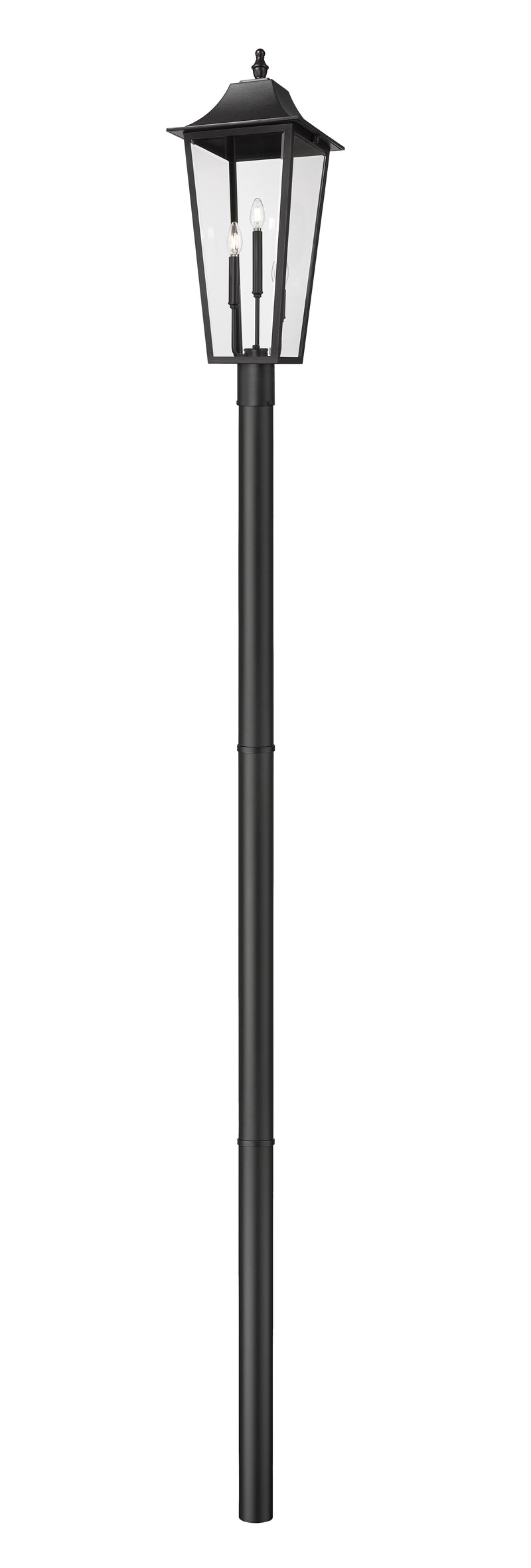 Gannon 3 Light 12" Outdoor Post Mount Fixture in Black, 97" Straight Post