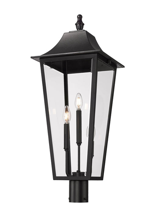 Gannon 3 Light 12" Outdoor Post Mount Fixture in Black, Post Top Only, Round Fitter