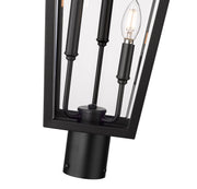 Gannon 3 Light 12" Outdoor Post Mount Fixture in Black, Post Top Only, Round Fitter