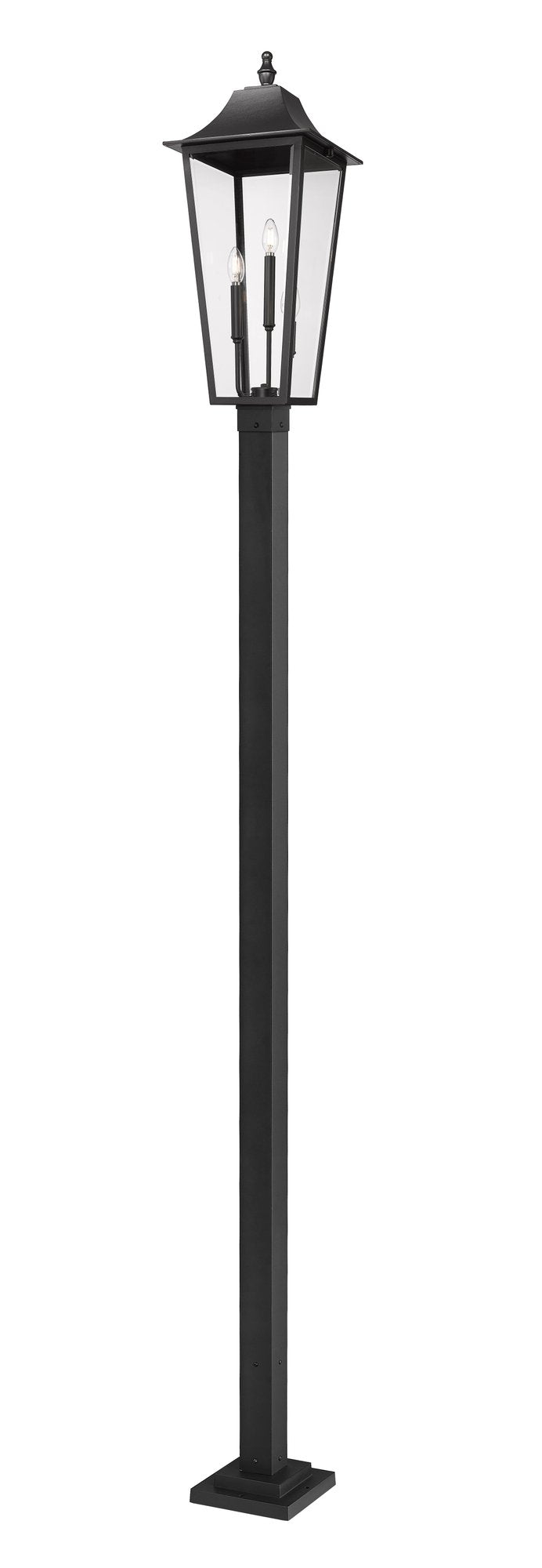 Gannon 3 Light 12" Outdoor Post Mount Fixture in Black, 96" Square Post