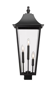 Gannon 3 Light 12" Outdoor Post Mount Fixture in Black, Post Top Only, Square Fitter