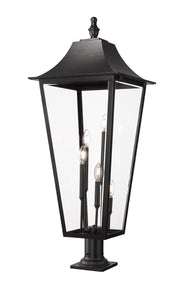 Gannon 5 Light 16" Outdoor Post Mount Fixture in Black, Pier Mount, 6" Base