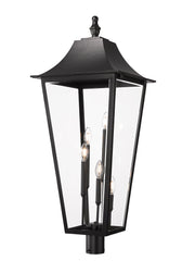 Gannon 5 Light 16" Outdoor Post Mount Fixture in Black, Post Top Only, Round Fitter