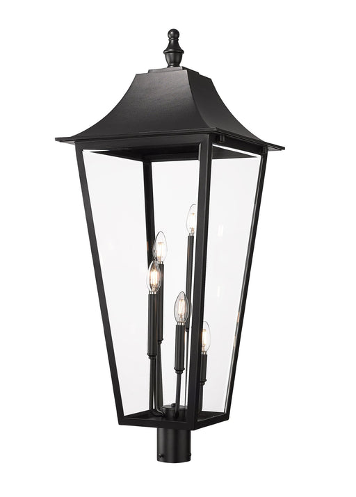 Gannon 5 Light 16" Outdoor Post Mount Fixture in Black, Post Top Only, Round Fitter