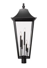 Gannon 5 Light 16" Outdoor Post Mount Fixture in Black, Post Top Only, Round Fitter