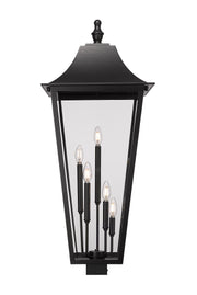 Gannon 5 Light 16" Outdoor Post Mount Fixture in Black, Post Top Only, Square Fitter