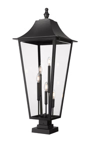 Gannon 5 Light 16" Outdoor Post Mount Fixture in Black, Square Pier Mount