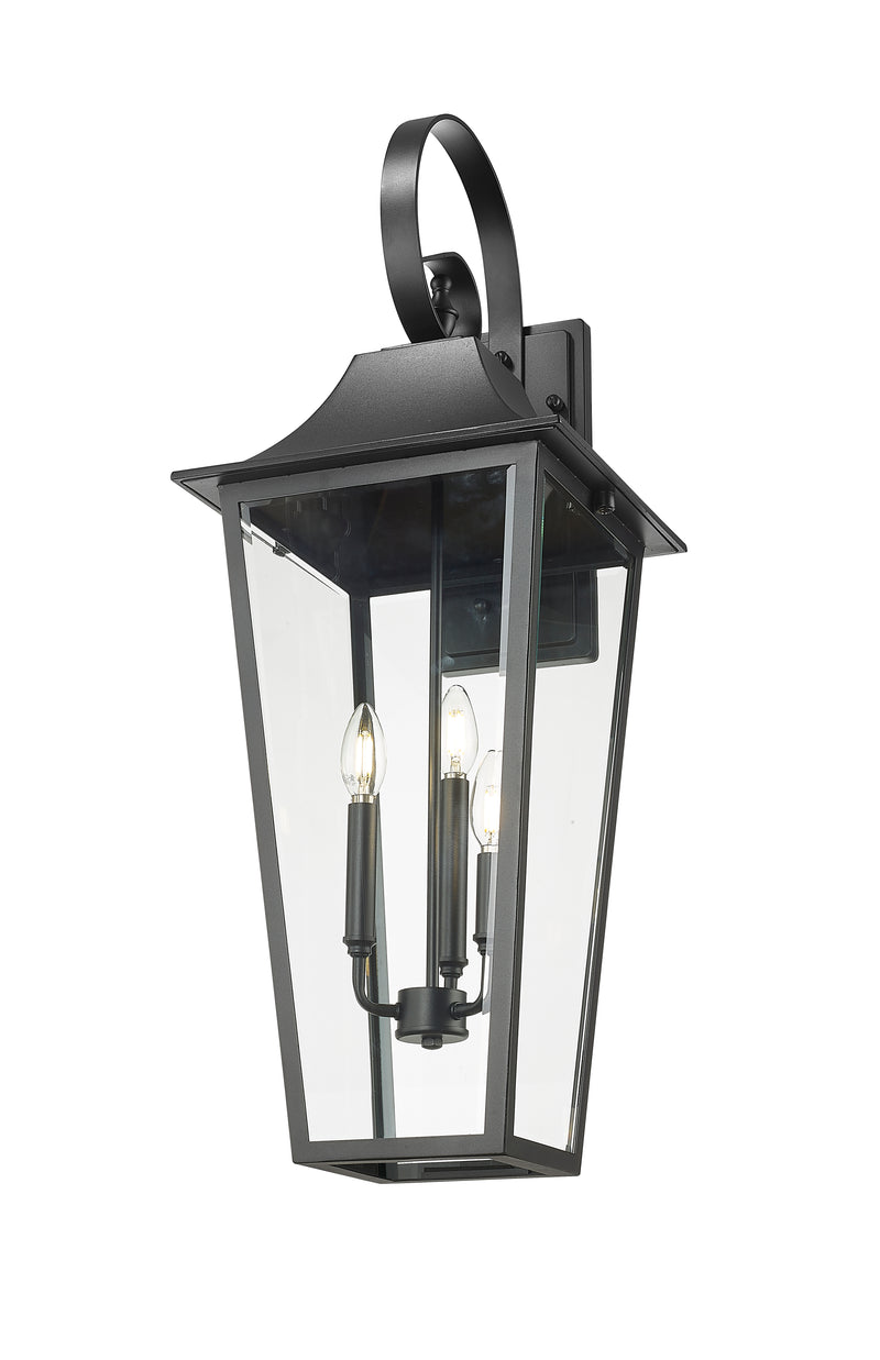 Gannon 3 Light 12" Outdoor Wall Light in Black