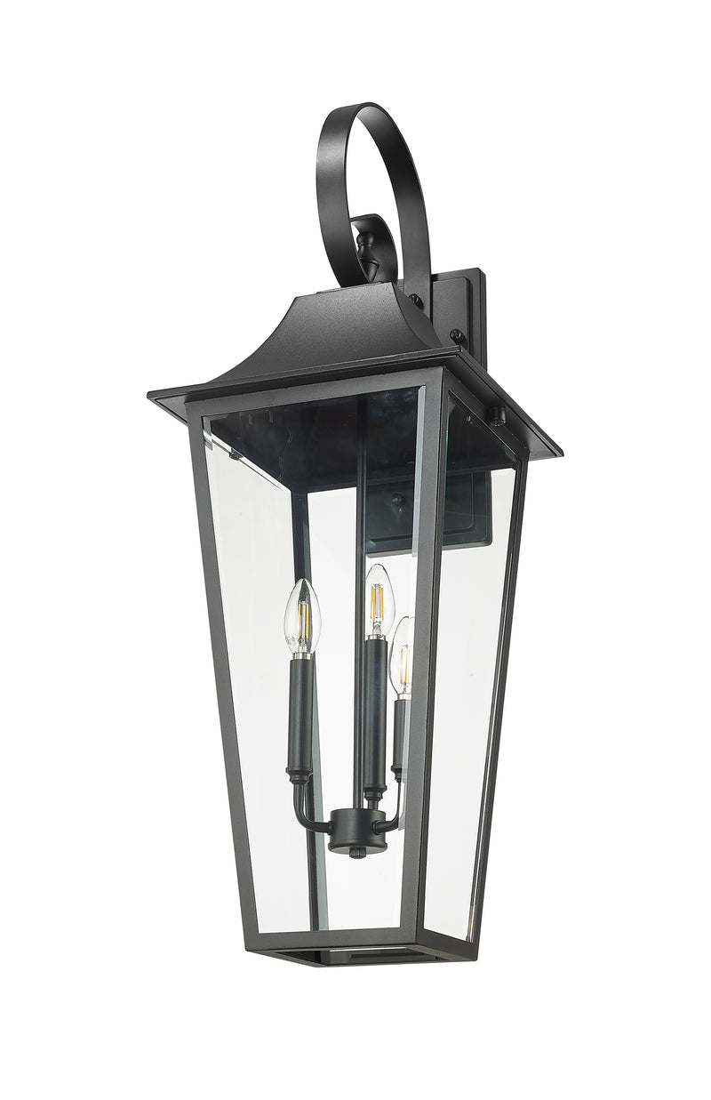 Gannon 3 Light 12" Outdoor Wall Light in Black