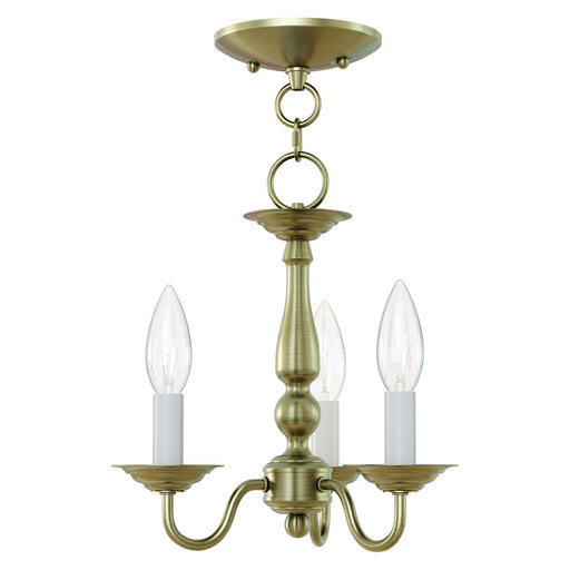 Williamsburgh 3-Light 11" Convertible Mini Chandelier / Semi-Flush Mount in Antique Brass