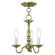 Williamsburgh 3-Light 11" Convertible Mini Chandelier / Semi-Flush Mount in Antique Brass