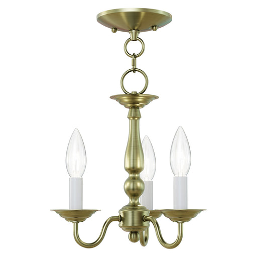 Williamsburgh 3-Light 11" Convertible Mini Chandelier / Semi-Flush Mount in Antique Brass