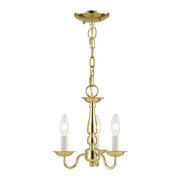 Williamsburgh 3-Light 11" Convertible Mini Chandelier / Semi-Flush Mount in Polished Brass
