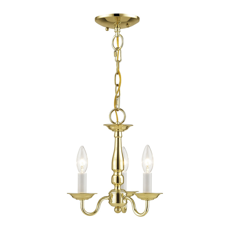 Williamsburgh 3-Light 11" Convertible Mini Chandelier / Semi-Flush Mount in Polished Brass