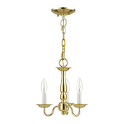Williamsburgh 3-Light 11" Convertible Mini Chandelier / Semi-Flush Mount in Polished Brass