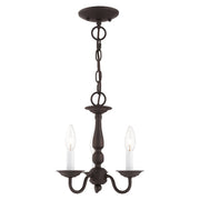 Williamsburgh 3-Light 11" Convertible Mini Chandelier / Semi-Flush Mount in Bronze