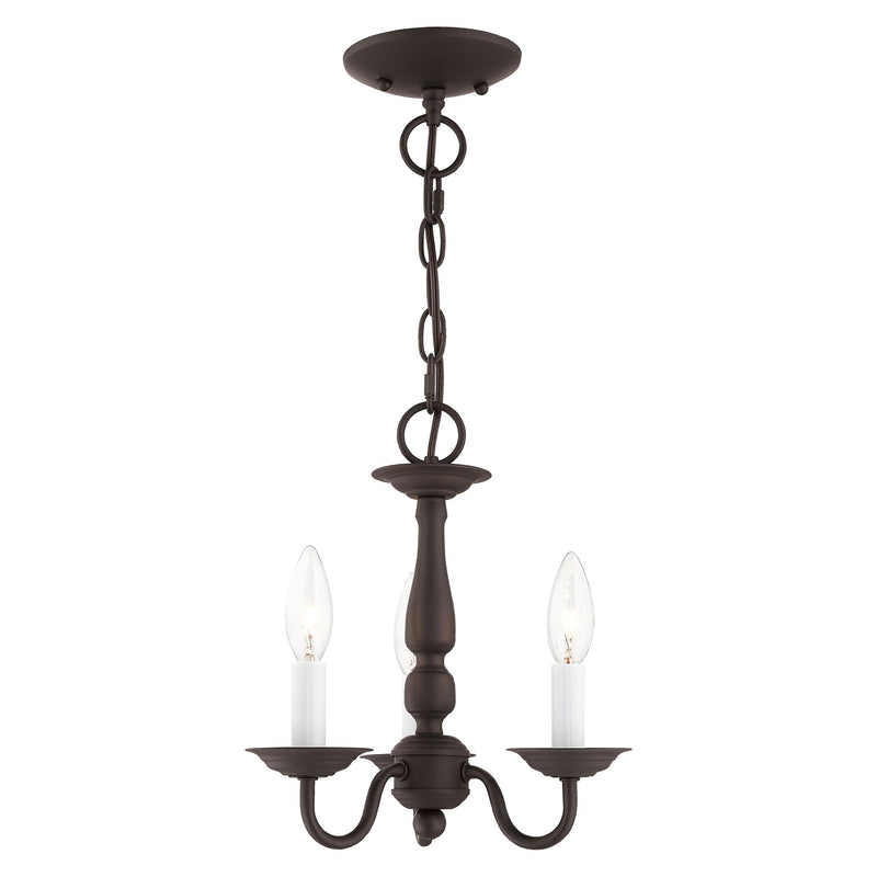 Williamsburgh 3-Light 11" Convertible Mini Chandelier / Semi-Flush Mount in Bronze