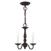Williamsburgh 3-Light 11" Convertible Mini Chandelier / Semi-Flush Mount in Bronze