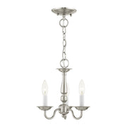 Williamsburgh 3-Light 11" Convertible Mini Chandelier / Semi-Flush Mount in Brushed Nickel
