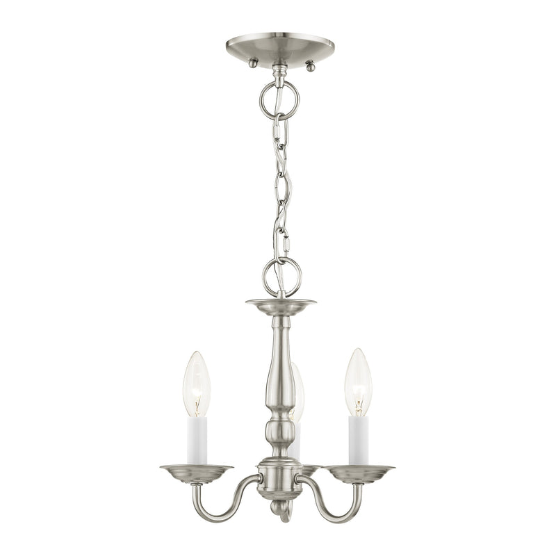 Williamsburgh 3-Light 11" Convertible Mini Chandelier / Semi-Flush Mount in Brushed Nickel
