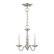 Williamsburgh 3-Light 11" Convertible Mini Chandelier / Semi-Flush Mount in Brushed Nickel